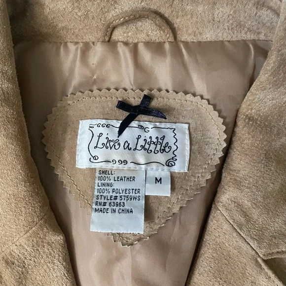 Live a Little Tan Suede Leather Blazer Tailored Fit - Picture 6 of 10